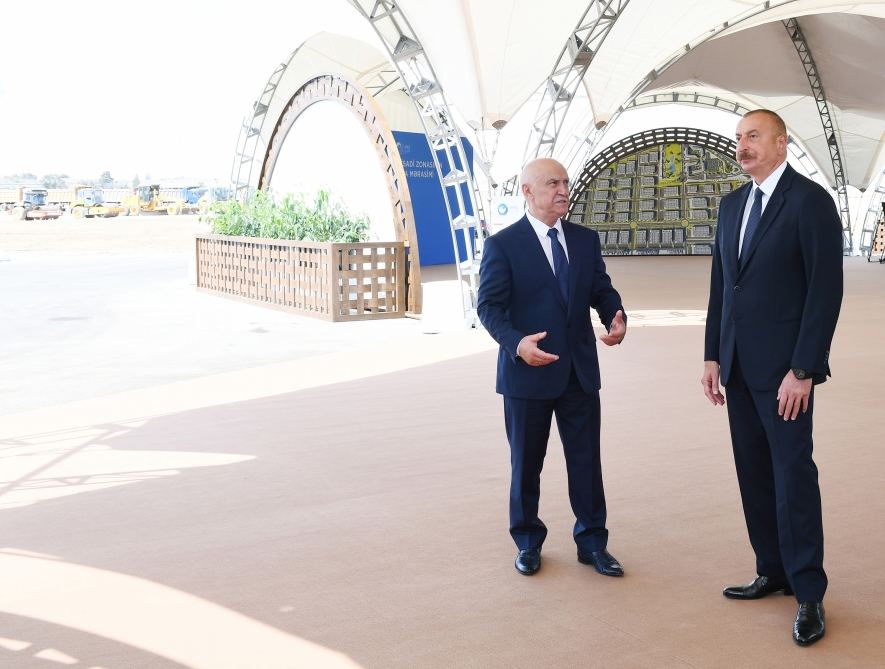 Azerbaijani president lays foundation stone for Alat Free Economic Zone, interviewed by Azerbaijan Television (PHOTO)