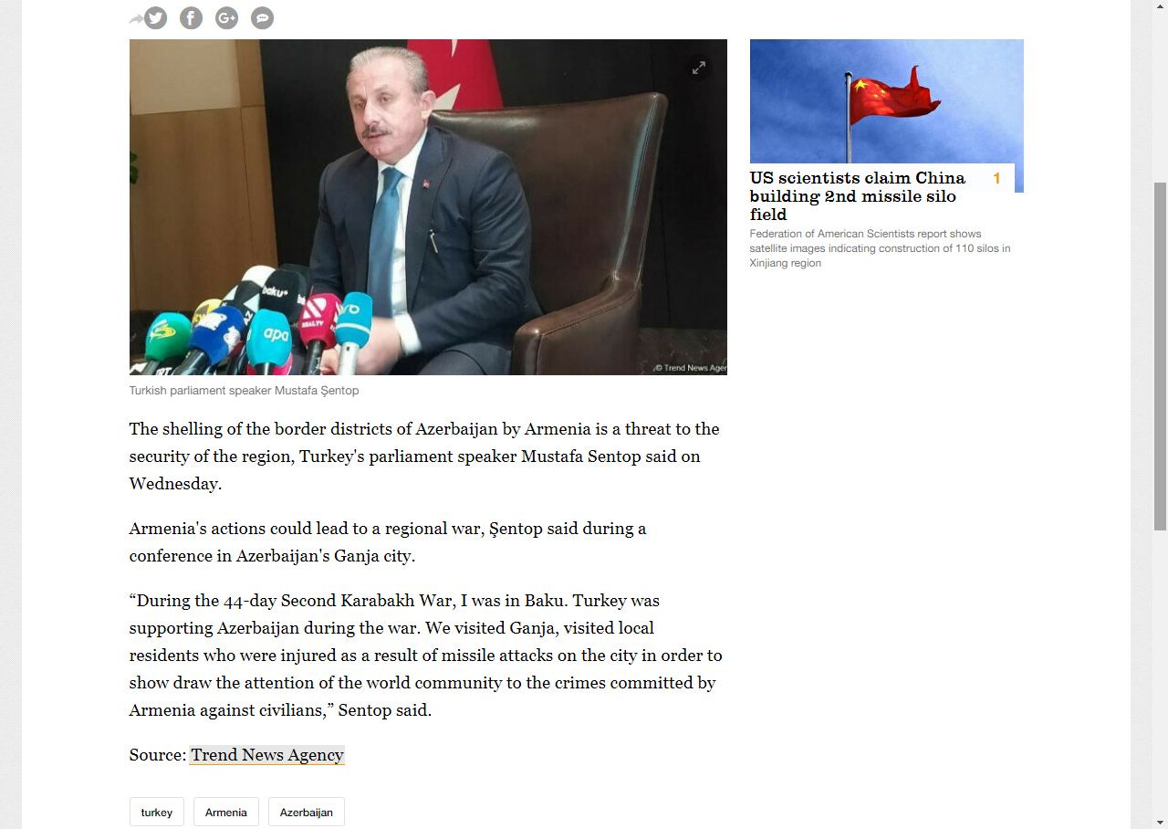 Turkish Yenisafak online newspaper starts publishing articles of Trend News Agency in English (PHOTO)