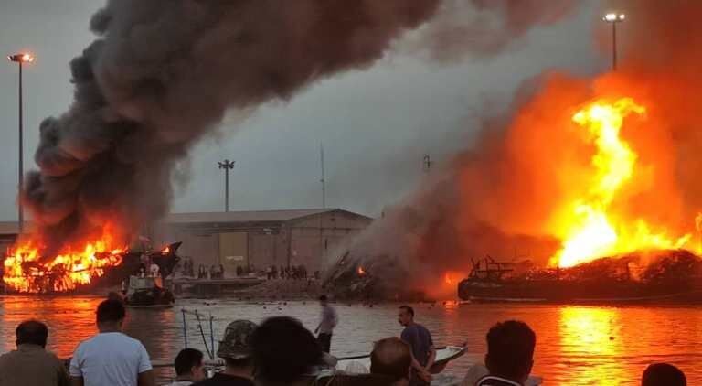 İranda 5 ticarət gəmisi yanıb