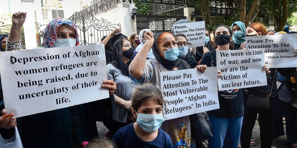 Afghan nationals held protest in front of UNHCR office in Delhi, demand refugee status