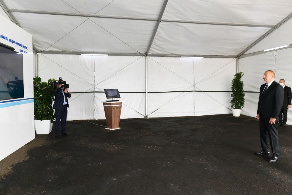 Prezident İlham Əliyev Sumqayıt Elektrik Stansiyasının yeni estakada nasos stansiyasının açılışında iştirak edib (FOTO) (YENİLƏNİB)