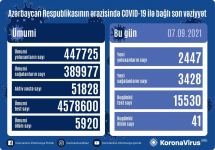 В Азербайджане выявлено еще 2447 случаев заражения коронавирусом, вылечились 3428 человек