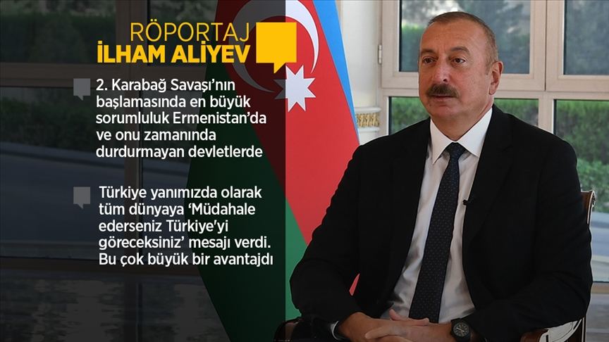 Azerbaycan Cumhurbaşkanı Aliyev 2. Karabağ Savaşı'nın 1. yılında AA'ya konuştu