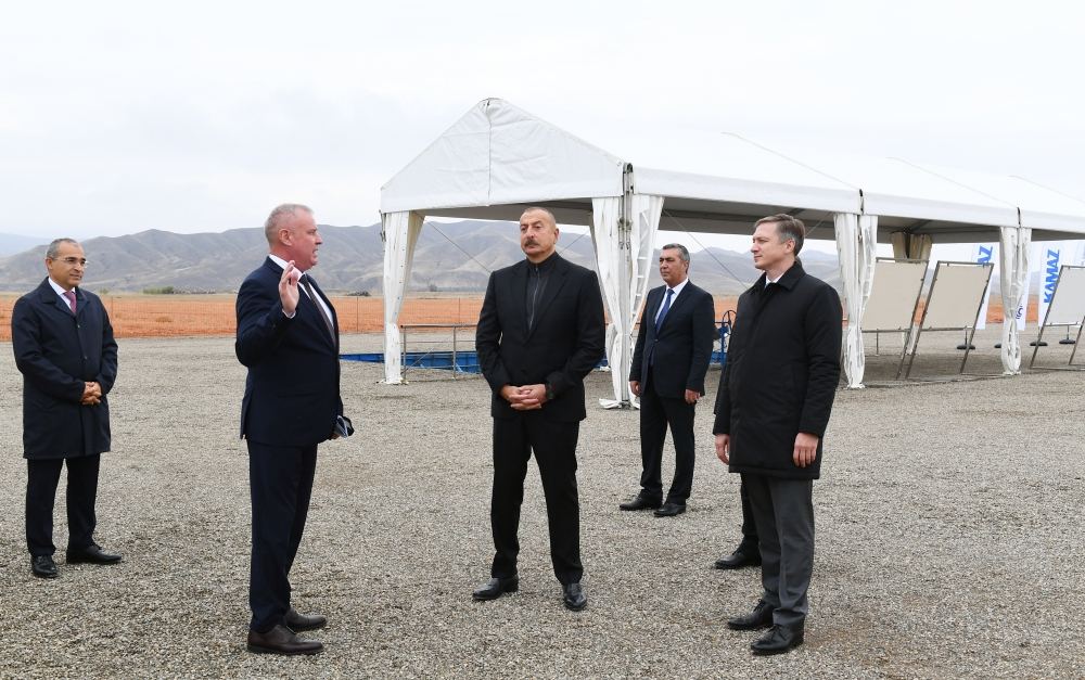 Azerbaijani president lays foundation for joint service center of KAMAZ  and Ganja Automobile Plant in Jabrayil (PHOTO)