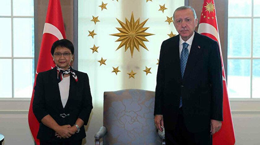 Cumhurbaşkanı Erdoğan Endonezya Dışişleri Bakanını kabul etti