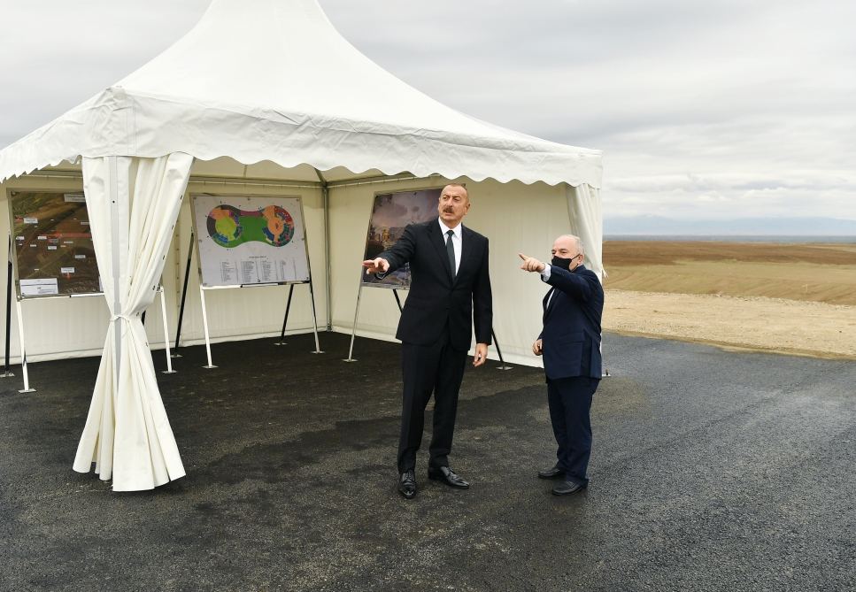 President Ilham Aliyev views progress of construction work at Zangilan International Airport (PHOTO)