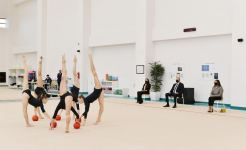 President Ilham Aliyev, First Lady Mehriban Aliyeva and their daughter Leyla Aliyeva view conditions created at new rehearsal building of National Gymnastics Arena (PHOTO)