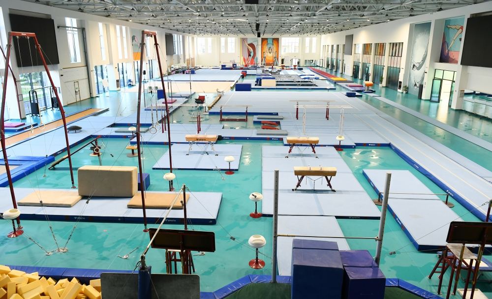 President Ilham Aliyev, First Lady Mehriban Aliyeva and their daughter Leyla Aliyeva view conditions created at new rehearsal building of National Gymnastics Arena (PHOTO)