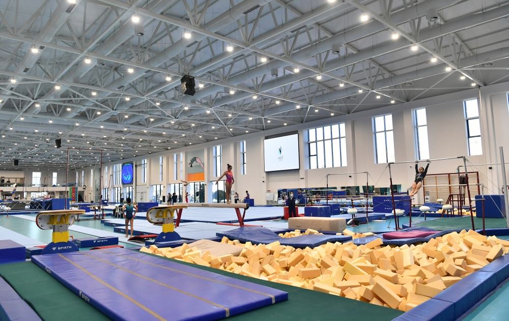 President Ilham Aliyev, First Lady Mehriban Aliyeva and their daughter Leyla Aliyeva view conditions created at new rehearsal building of National Gymnastics Arena (PHOTO)