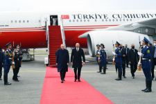 Turkish President Recep Tayyip Erdogan arrives in Azerbaijan. 
First official welcome ceremony held at Fuzuli International Airport (PHOTO/VIDEO)