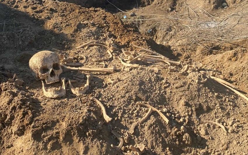 Human remains exposed in mass graves in liberated territories of Azerbaijan