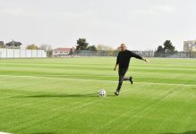 President Ilham Aliyev scores goal at opening of Shamakhi city stadium (PHOTO/VIDEO)