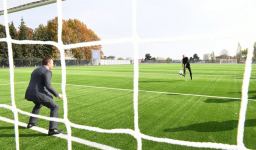 President Ilham Aliyev scores goal at opening of Shamakhi city stadium (PHOTO/VIDEO)