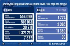 В Азербайджане выявлено еще 1 774 случая заражения коронавирусом, вылечились 2 365 человек