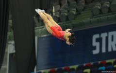 В Баку продолжаются Всемирные соревнования среди возрастных групп по прыжкам на батуте и тамблингу (ФОТО)