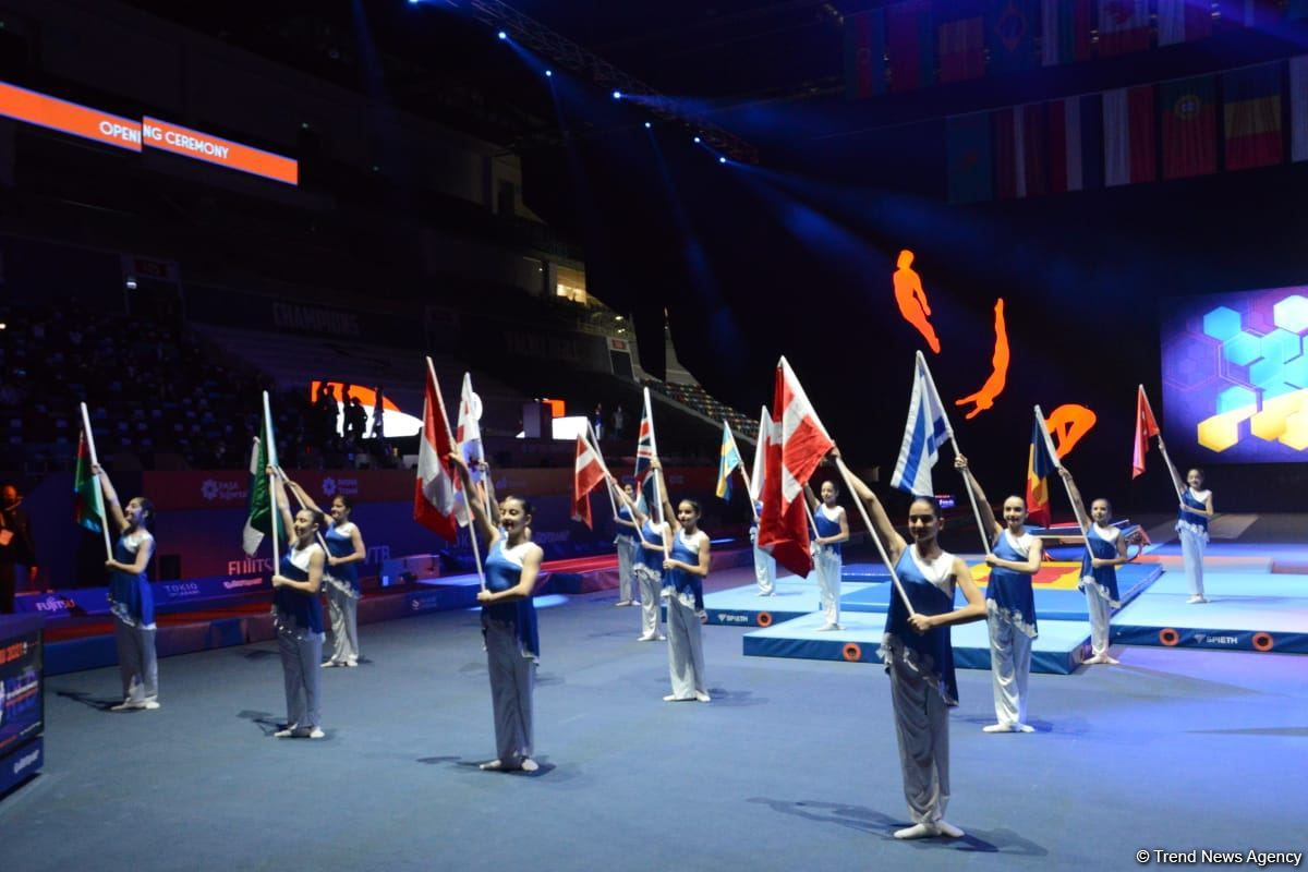 Bakıda Batut Gimnastikası üzrə 28-ci Dünya Yaş Qrupları Yarışlarının açılış mərasimi keçirilib (FOTO)