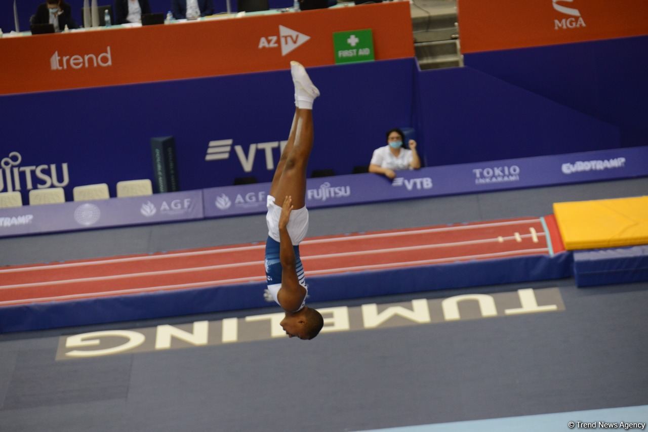 Batut Gimnastikası üzrə 28-ci Dünya Yaş Qrupları Yarışlarının birinci günündə final mərhələsi başlayıb (FOTO)