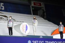 В Баку состоялась церемония награждения победителей второго дня Всемирных соревнований среди возрастных групп по прыжкам на батуте и тамблингу (ФОТО) - Gallery Thumbnail