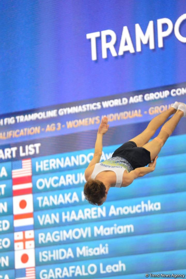 Milli Gimnastika Arenasında Batut Gimnastikası üzrə Dünya Yaş Qrupları Yarışları davam edir (FOTO)