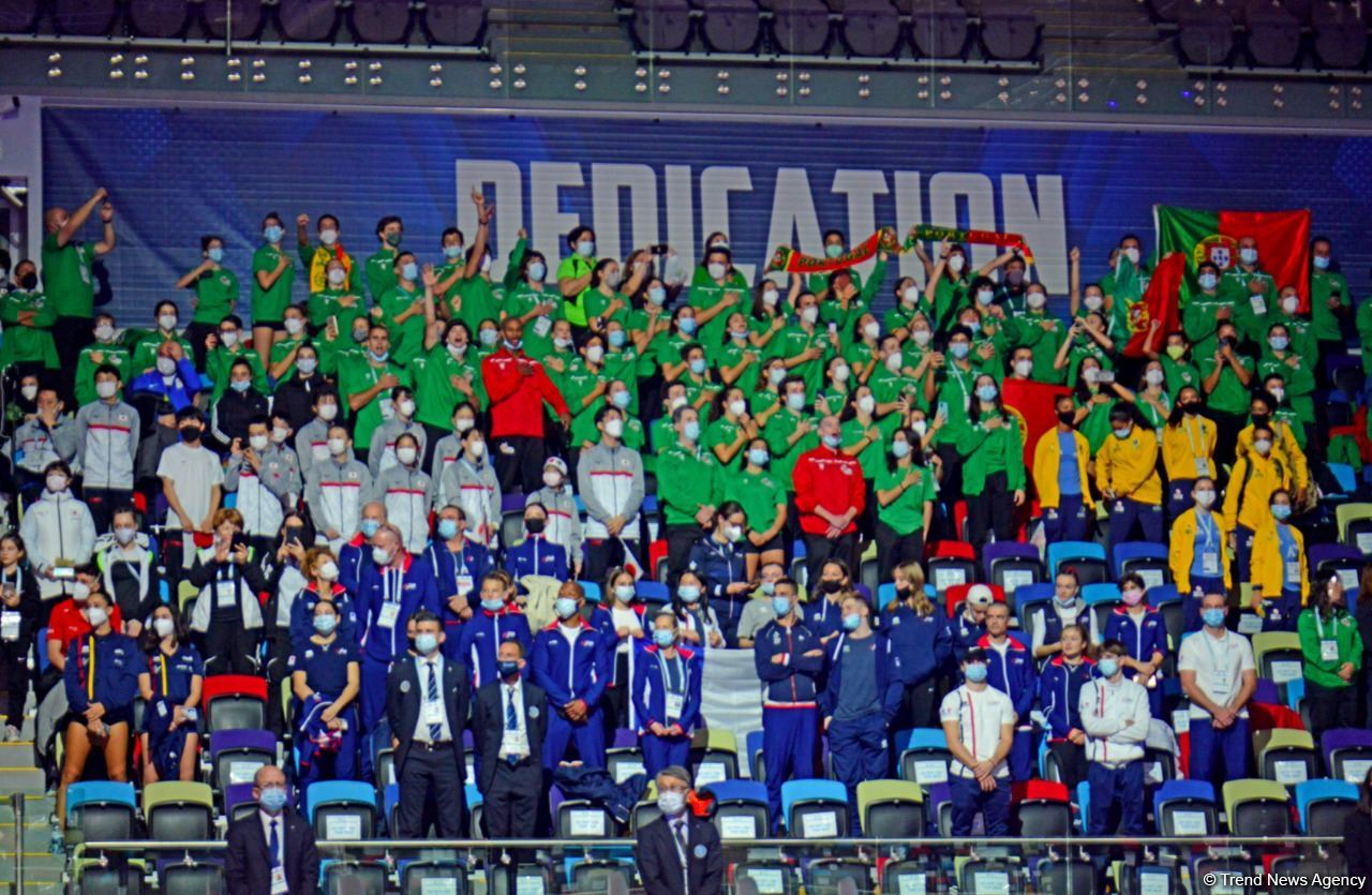 Bakıda batut gimnastikası və tamblinq üzrə Dünya Yaş Qrupu yarışlarının ikinci gününün qalibləri mükafatlandırılıb (FOTO)