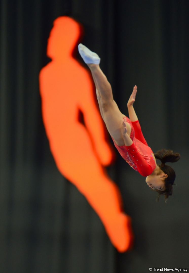 Bakıda batut gimnastikası və tamblinq üzrə Dünya Yaş Qrupu Yarışları davam edir (FOTO) - Gallery Image