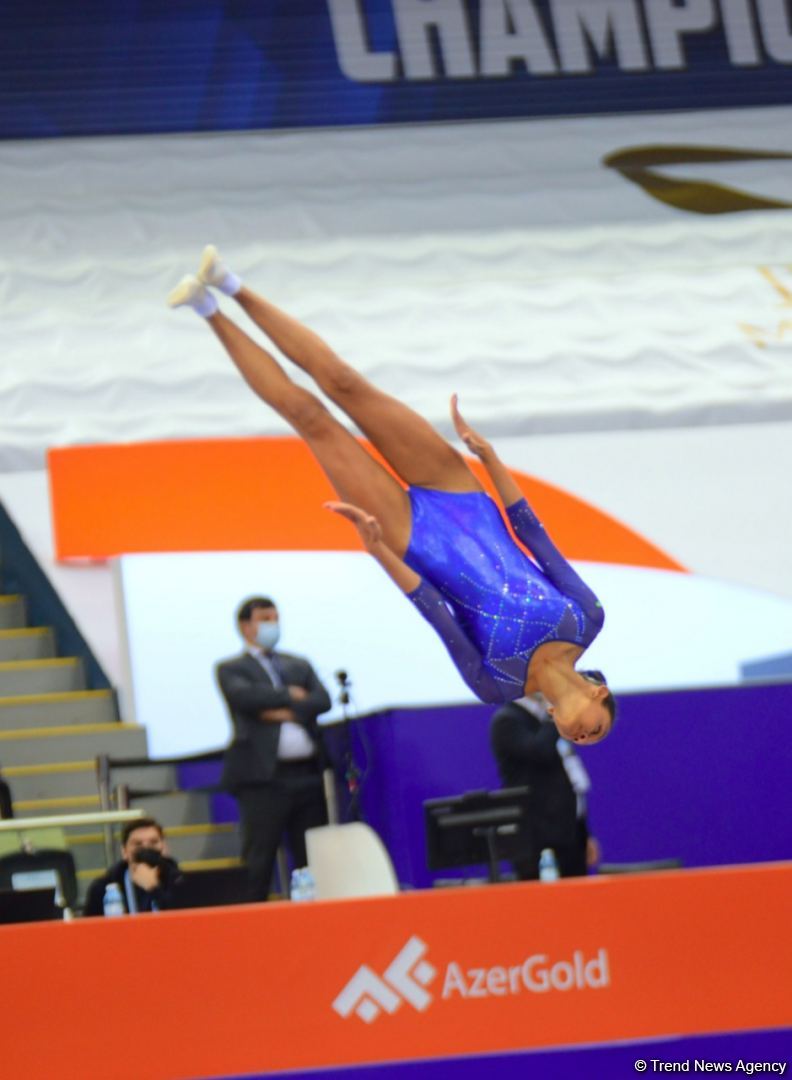 Bakıda batut gimnastikası və tamblinq üzrə Dünya Yaş Qrupu Yarışları davam edir (FOTO) - Gallery Image