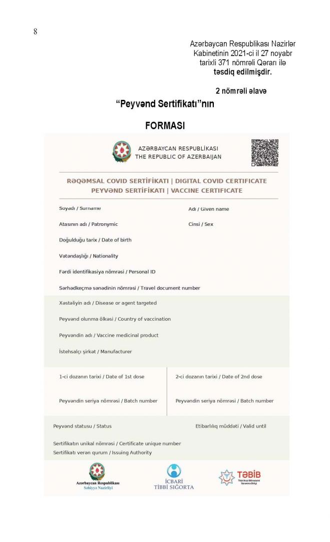 Azerbaijan approves procedure for providing COVID-19 certificate