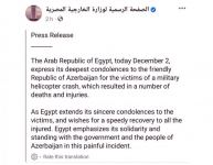 Egyptian Foreign Ministry expresses condolences to Azerbaijan in connection with helicopter crash (PHOTO) - Gallery Thumbnail