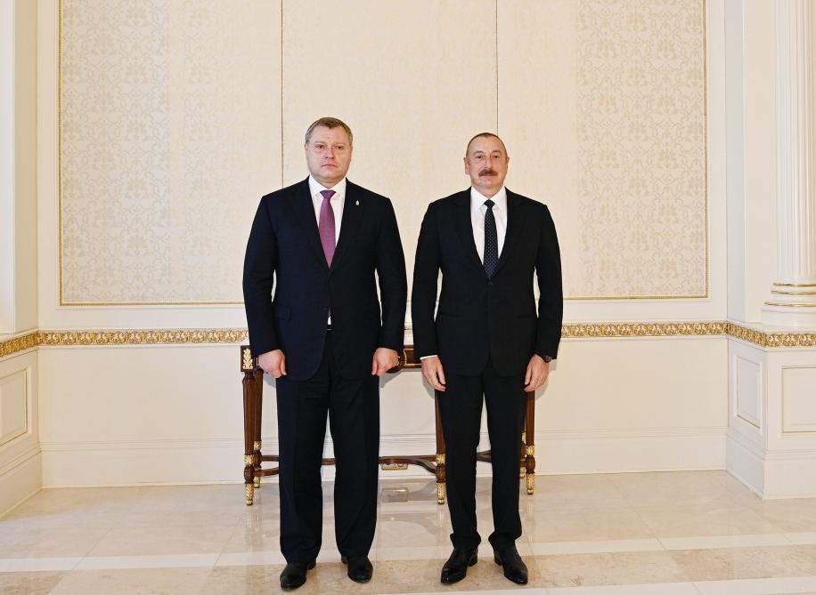 Президент Ильхам Алиев принял делегацию во главе с губернатором Астраханской области России (ФОТО/ВИДЕО) - Gallery Image