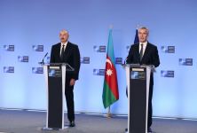 President Ilham Aliyev, NATO Secretary General Jens Stoltenberg held joint press conference in Brussels (PHOTO/VIDEO)