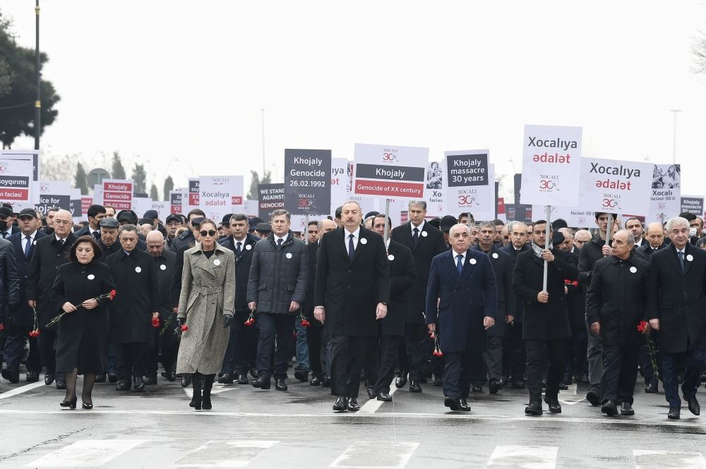 President Ilham Aliyev, First Lady Mehriban Aliyeva attend nationwide march to commemorate 30th anniversary of Khojaly genocide (PHOTO/VIDEO)