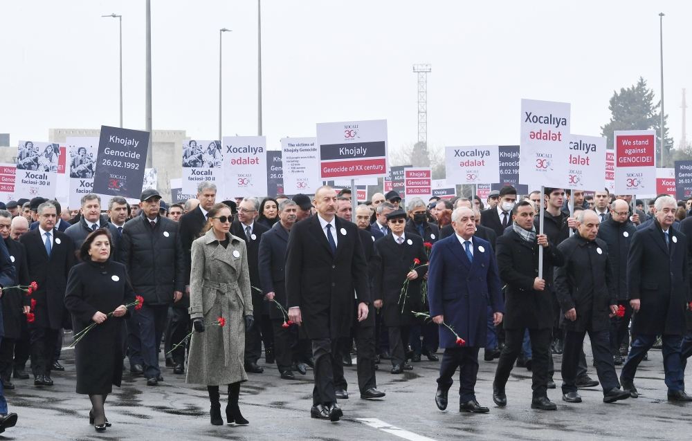 President Ilham Aliyev, First Lady Mehriban Aliyeva attend nationwide march to commemorate 30th anniversary of Khojaly genocide (PHOTO/VIDEO)