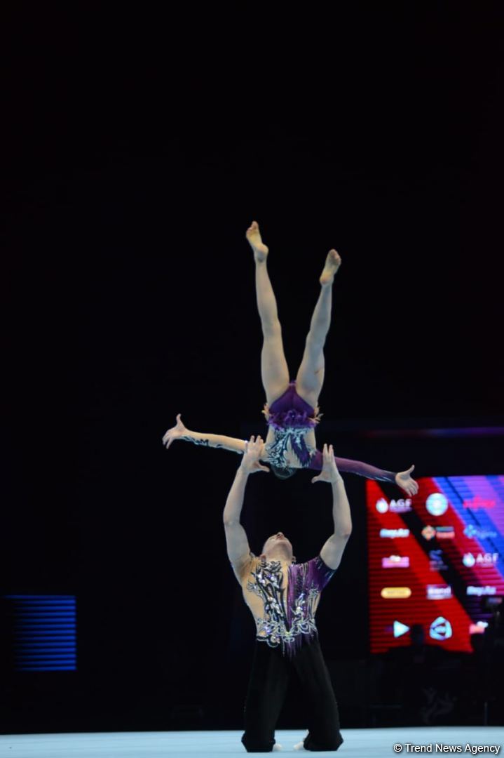 Bakıda Akrobatika Gimnastikası üzrə 12-ci Dünya Yaş Qrupları Yarışlarının ikinci günü start götürüb (FOTO)