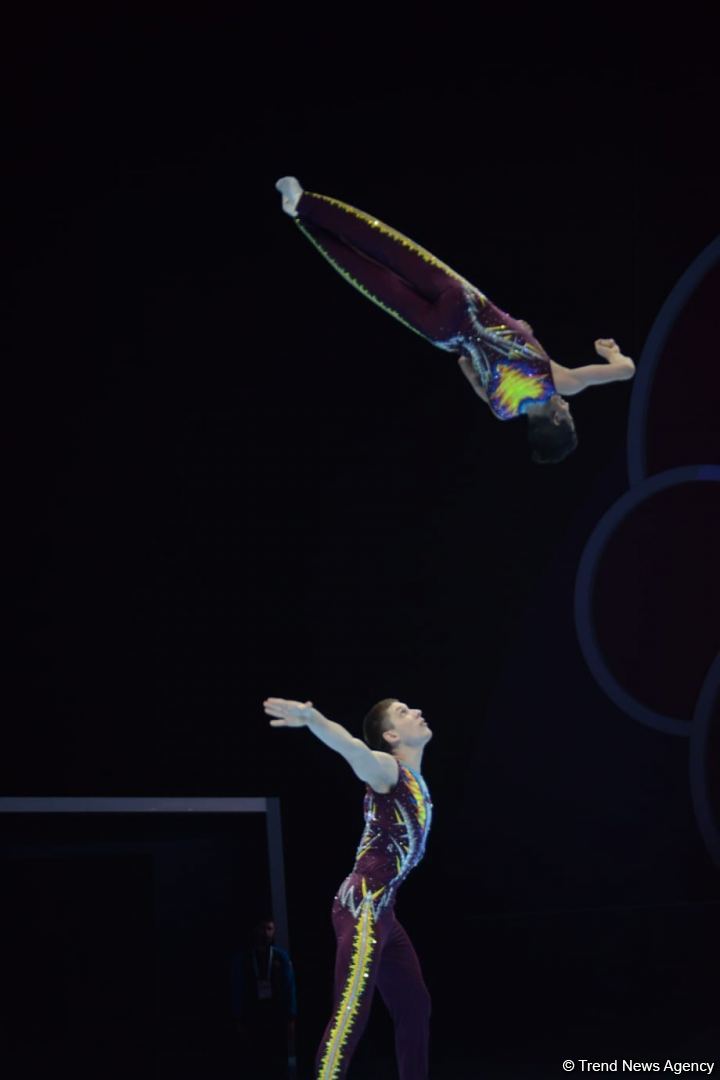 Bakıda Akrobatika Gimnastikası üzrə 12-ci Dünya Yaş Qrupları Yarışlarının ikinci günü start götürüb (FOTO)