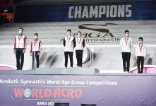Akrobatika Gimnastikası üzrə Dünya Yaş Qrupları Yarışlarının qaliblərinin mükafatlandırılması mərasimi keçirilib