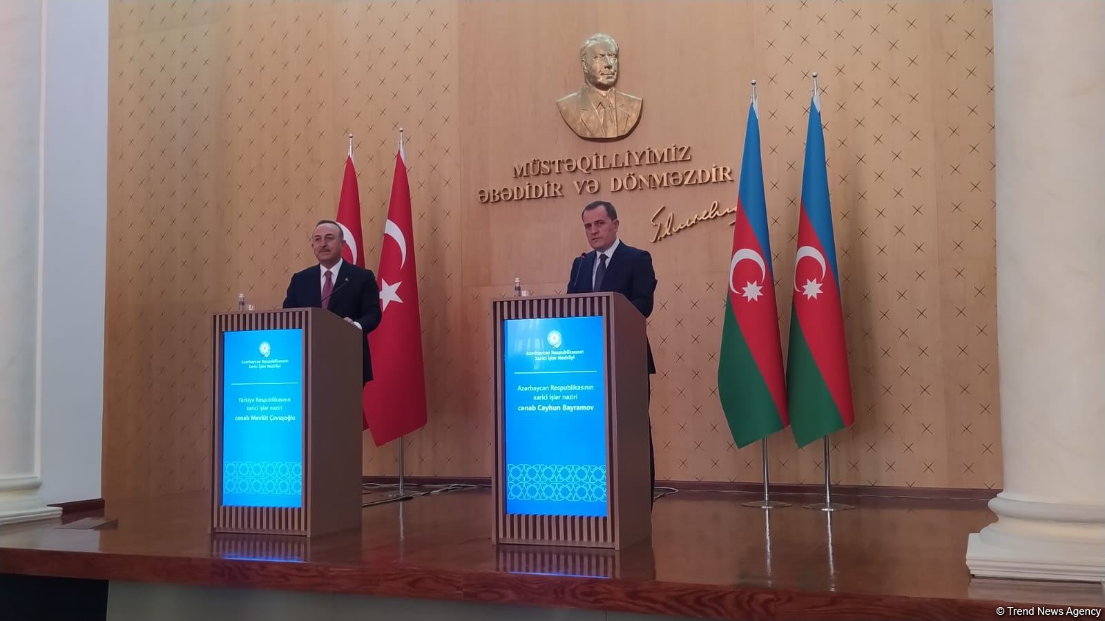 В Баку прошла совместная пресс-конференция глав МИД Азербайджана и Турции (ВИДЕО)