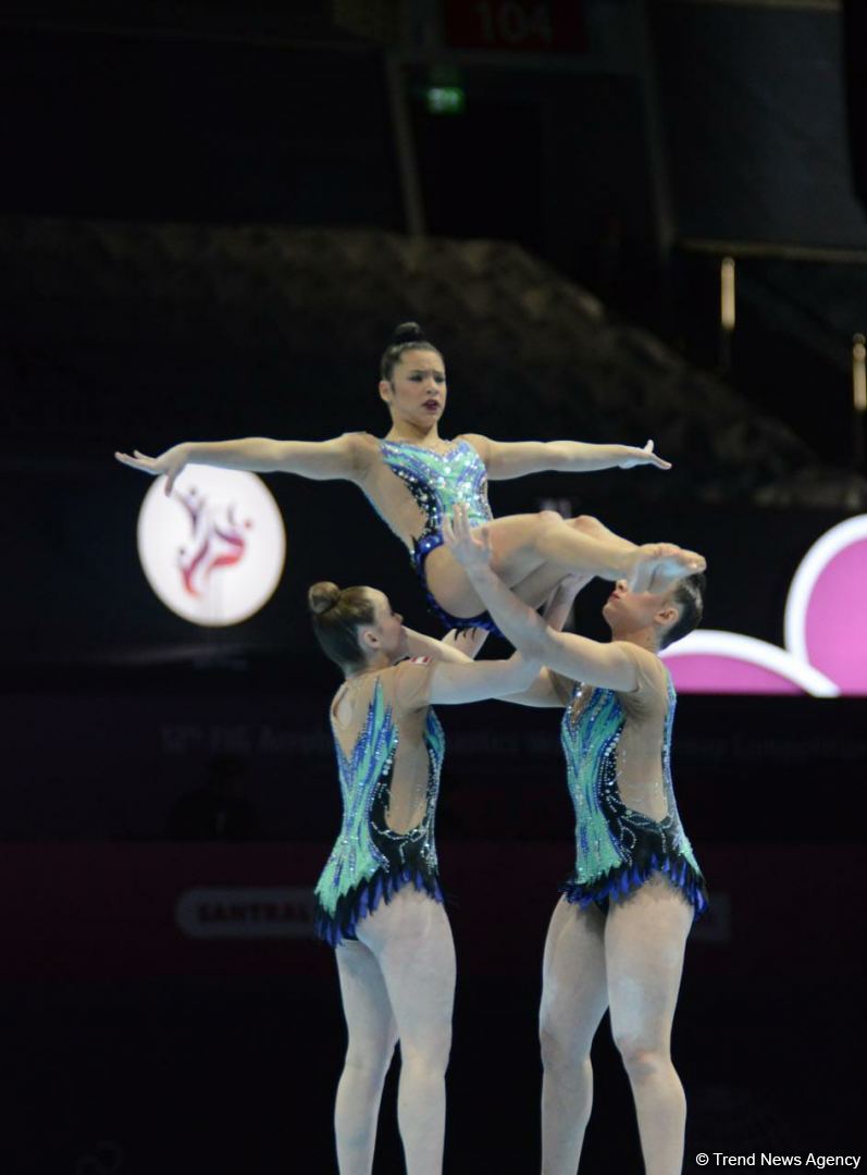 Bakıda Akrobatika Gimnastikası üzrə Dünya Yaş Qrupları Yarışlarının final gününə start verilib (FOTO) - Gallery Image