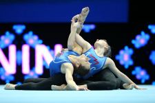 Bakıda akrobatika gimnastikası üzrə dünya çempionatı iştirakçılarının podium məşqi keçirilib (FOTOREPORTAJ)