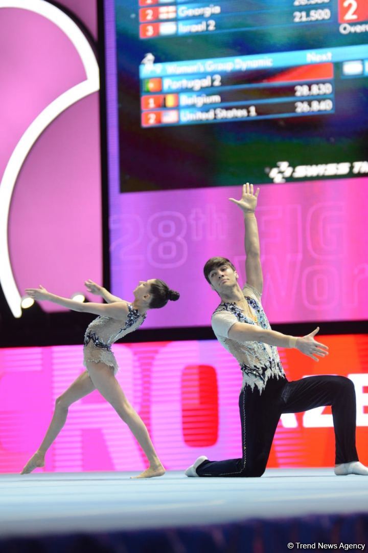 В Баку продолжаются соревнования первого дня 28-го Чемпионата мира по акробатической гимнастике (ФОТО)