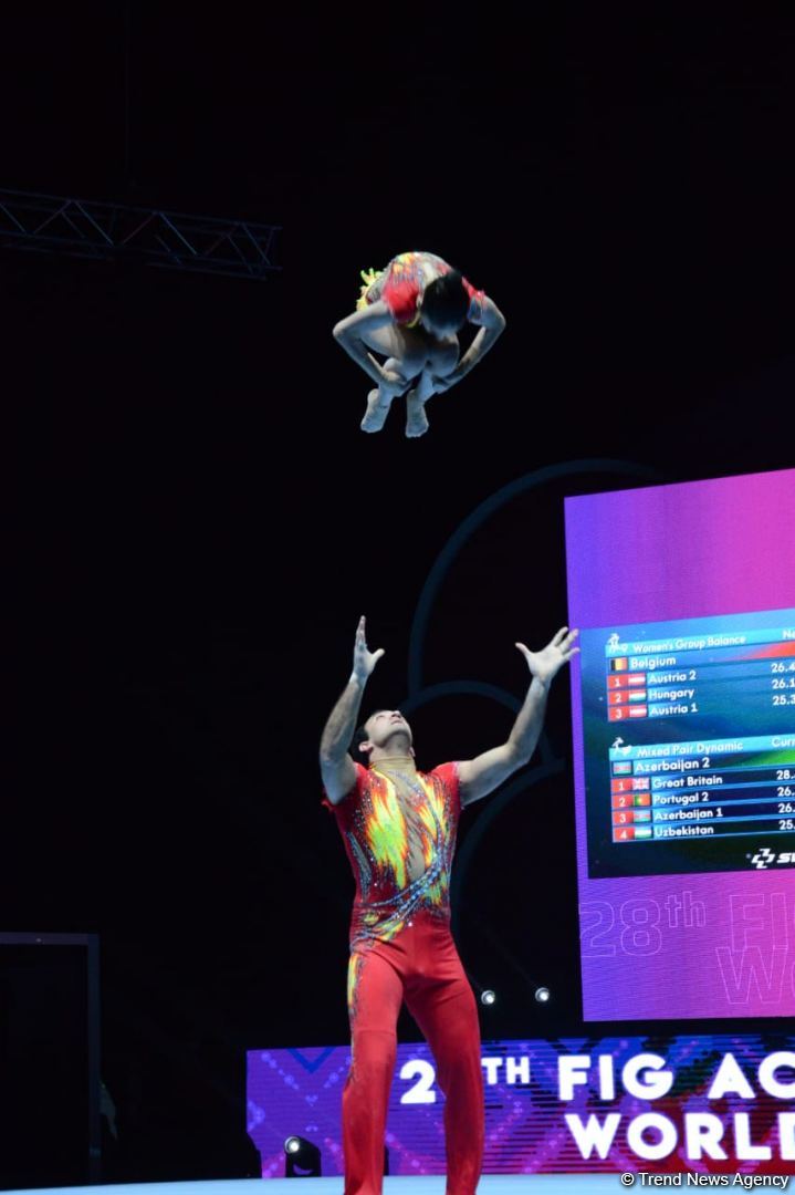 Azerbaijani gymnasts lead in qualifying tempo exercises at 28th FIG Acrobatic Gymnastics World Championships in Baku (PHOTO)