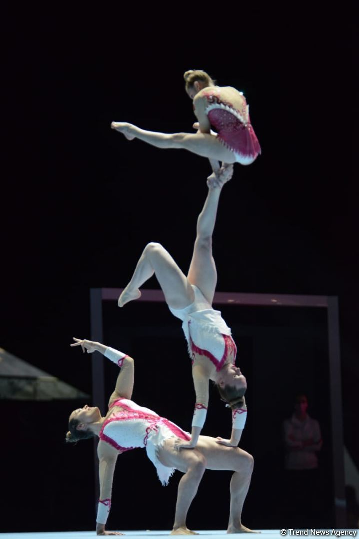 Bakıda akrobatika gimnastikası üzrə dünya çempionatının ikinci günü start götürüb (FOTO)