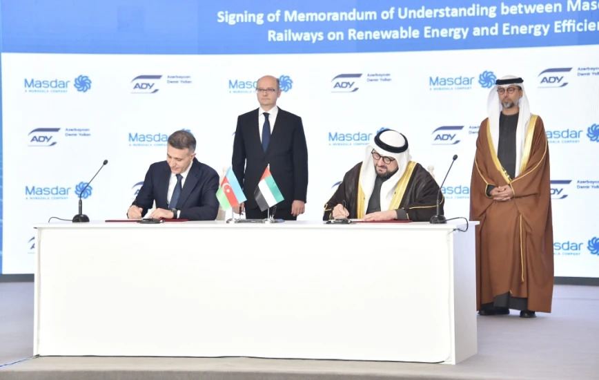 Masdar и ЗАО "Азербайджанские железные дороги" подписали меморандум о взаимопонимании в области "зеленой" энергетики (ФОТО)