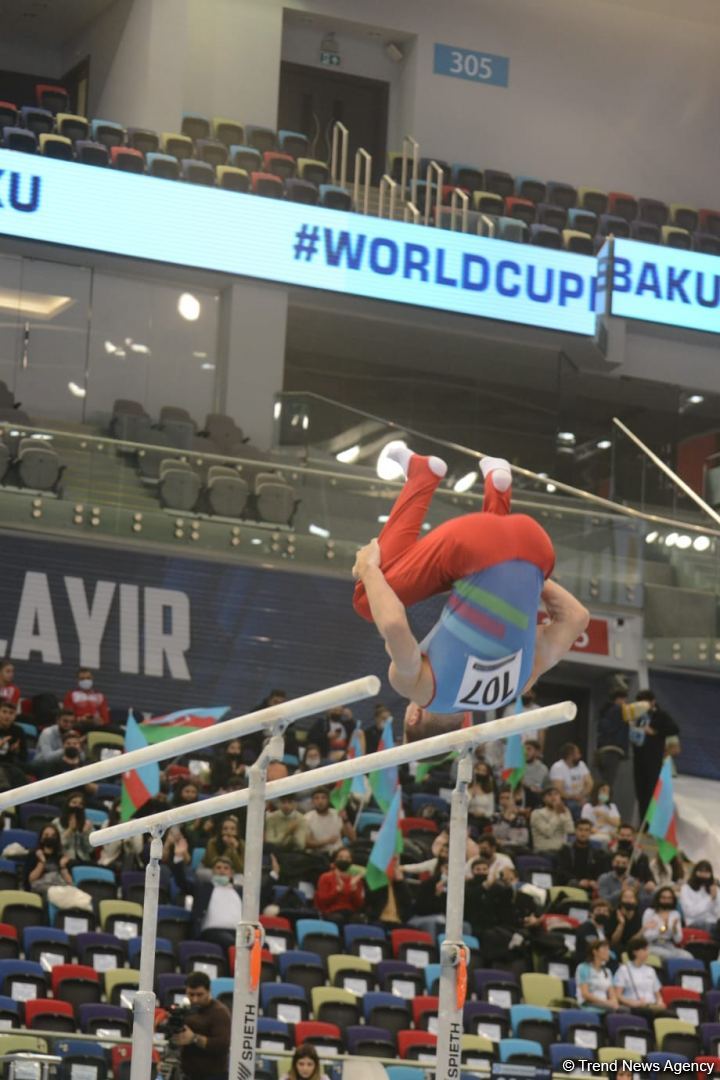 Результат выступления азербайджанских гимнастов Ивана Тихонова, Миланы Минаковской и Самиры Гахрамановой в первый день Кубка мира в Баку (ФОТО)