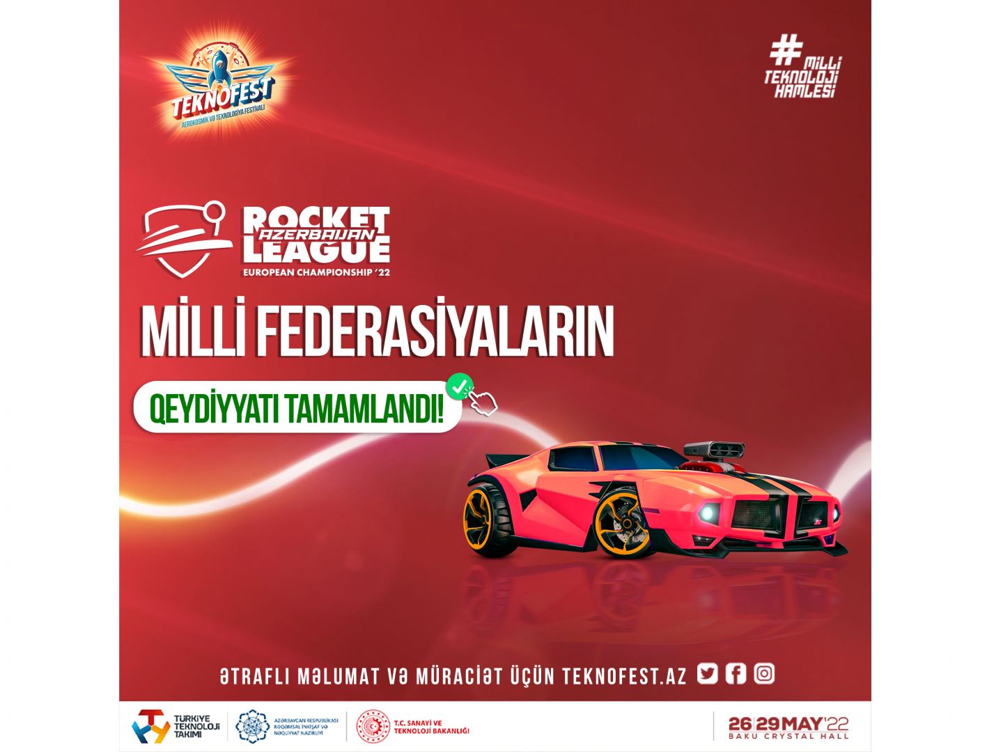 “TEKNOFEST Azərbaycan” çərçivəsində Milli Federasiyaların “Rocket League” üzrə Avropa çempionatına qeydiyyatı başa çatıb
