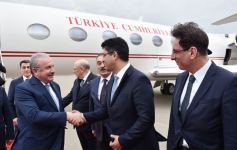 Turkish Grand National Assembly's chairman arrives in Azerbaijan (PHOTO)