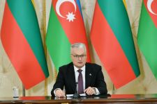 Presidents of Azerbaijan, Lithuania make statements for press (PHOTO/VIDEO)