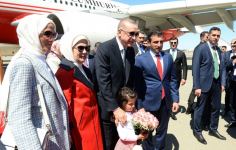 Президент Турции прибыл с рабочим визитом в Азербайджан (ФОТО)