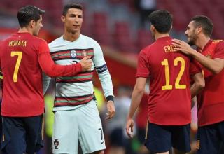 Сборные Испании и Португалии сыграли вничью в матче футбольной Лиги наций