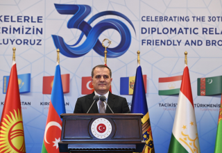 Azerbaijan's FM delivers speech at event "30th anniversary of diplomatic relations with friendly and fraternal countries" in Turkiye (PHOTO)