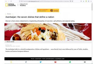 National Geographic magazine publishes article on Azerbaijani cuisine